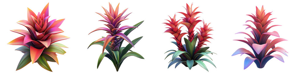 Set Bromeliads Cartoon Icons Png