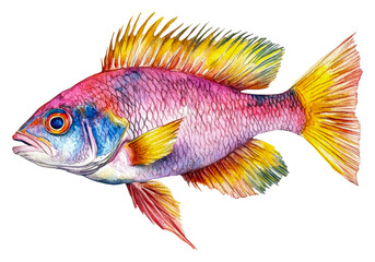 Fototapeta premium Colorful tropical fish swimming in vibrant waters isolated on transparent background