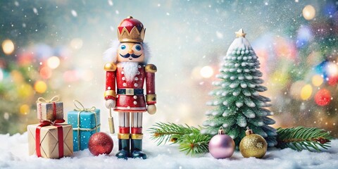 "Magical Winter Watercolor Toys: Nutcracker & Holiday Illustrations"