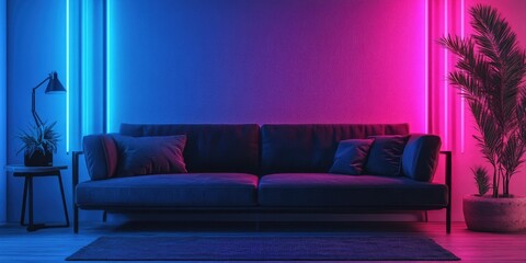 Cozy Living Room with Potted Plant