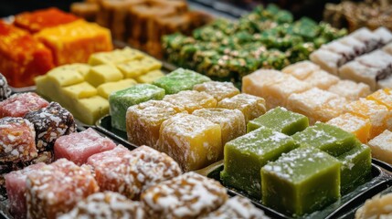 Colorful Assortment of Delicious Turkish Delight Sweets