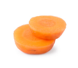 Slices of fresh ripe carrot isolated on white