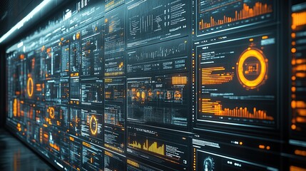 Data visualization dashboard with analytics displays.