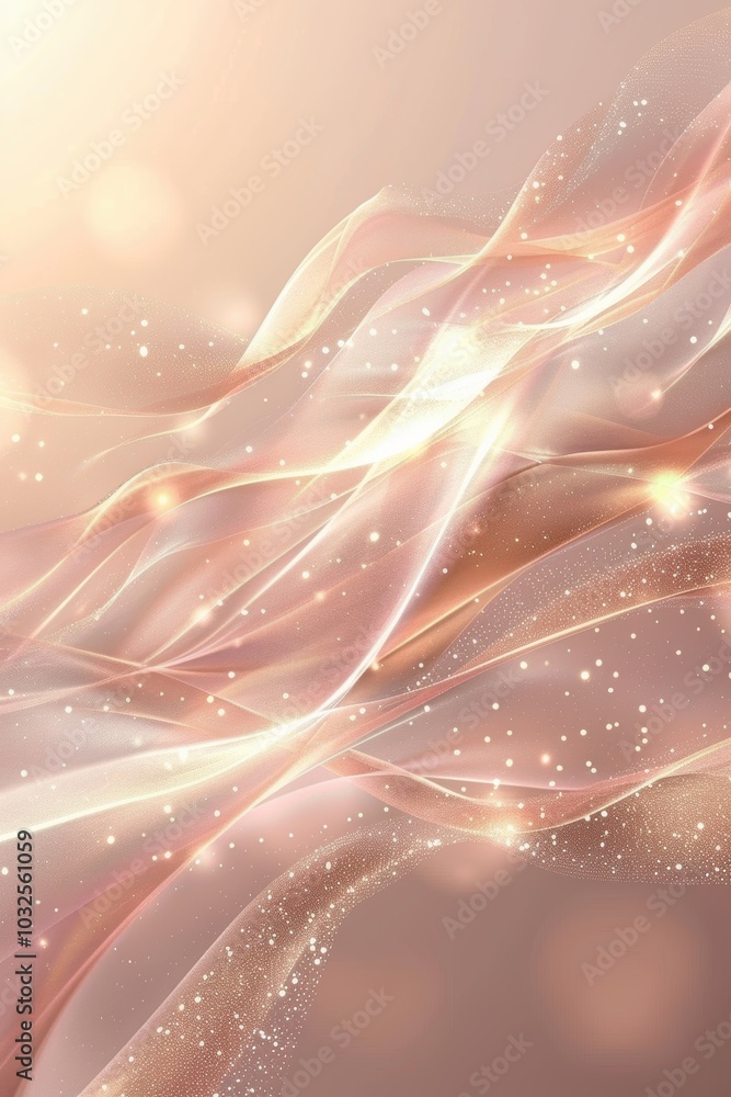 Poster elegant abstract new year's background with translucent waves and golden sparkles for luxury design