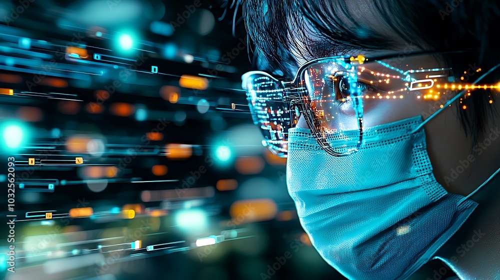 Poster digital face mask with virtual elements