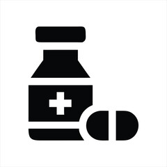 Cute medical icons in flat design symbols illustration Clipart Eps