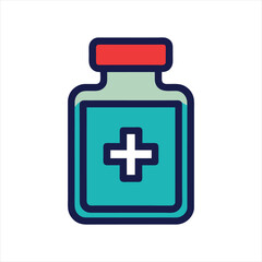 Cute medical icons in flat design symbols illustration Clipart Eps