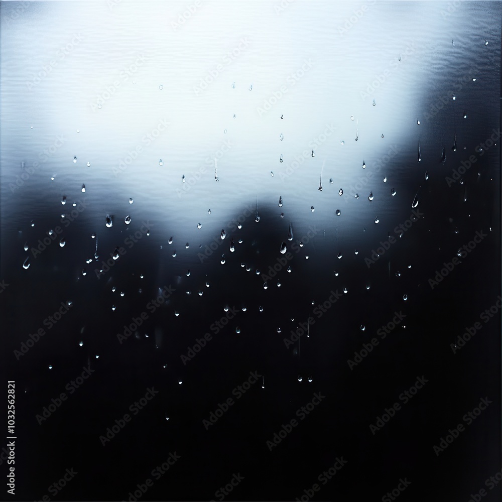 Aufkleber raindrops on a window with a blurred dark background, creating a moody and atmospheric effect.