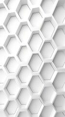 Fototapeta premium White hexagon background. Honeycomb pattern. Close-up a surface made up of hexagonal shapes. Aesthetic, geometric, futuristic and modern design