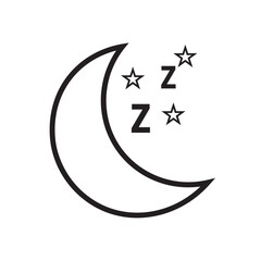 Sleep time night mode simple icon set, nighttime bedtime black white pictogram shape silhouette, do not disturb silence status moon crescent with clock symbol glyph image . eps10