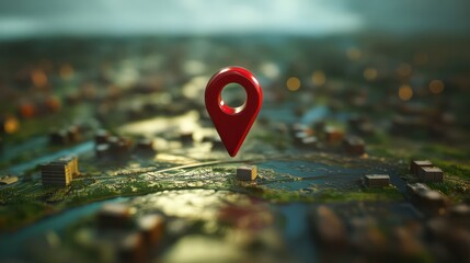 3D Lifelike Map Pin GPS Indicator for Target Location.