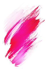Abstract pink and white paint strokes on canvas isolated on transparent background