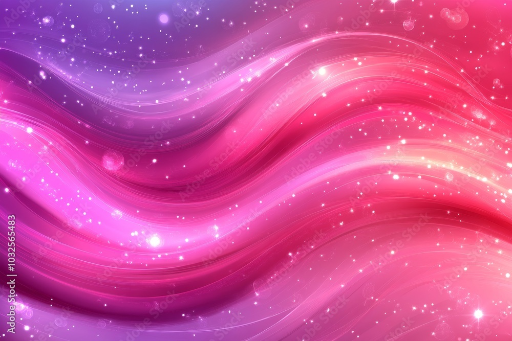 Poster digital abstract artwork of swirling pink and purple waves symbolizing flow energy and fluidity with