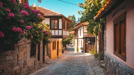 Traditional architecture in a quaint village, capturing the charm of rural life