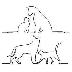 silhouette of dog and kitten illustration
