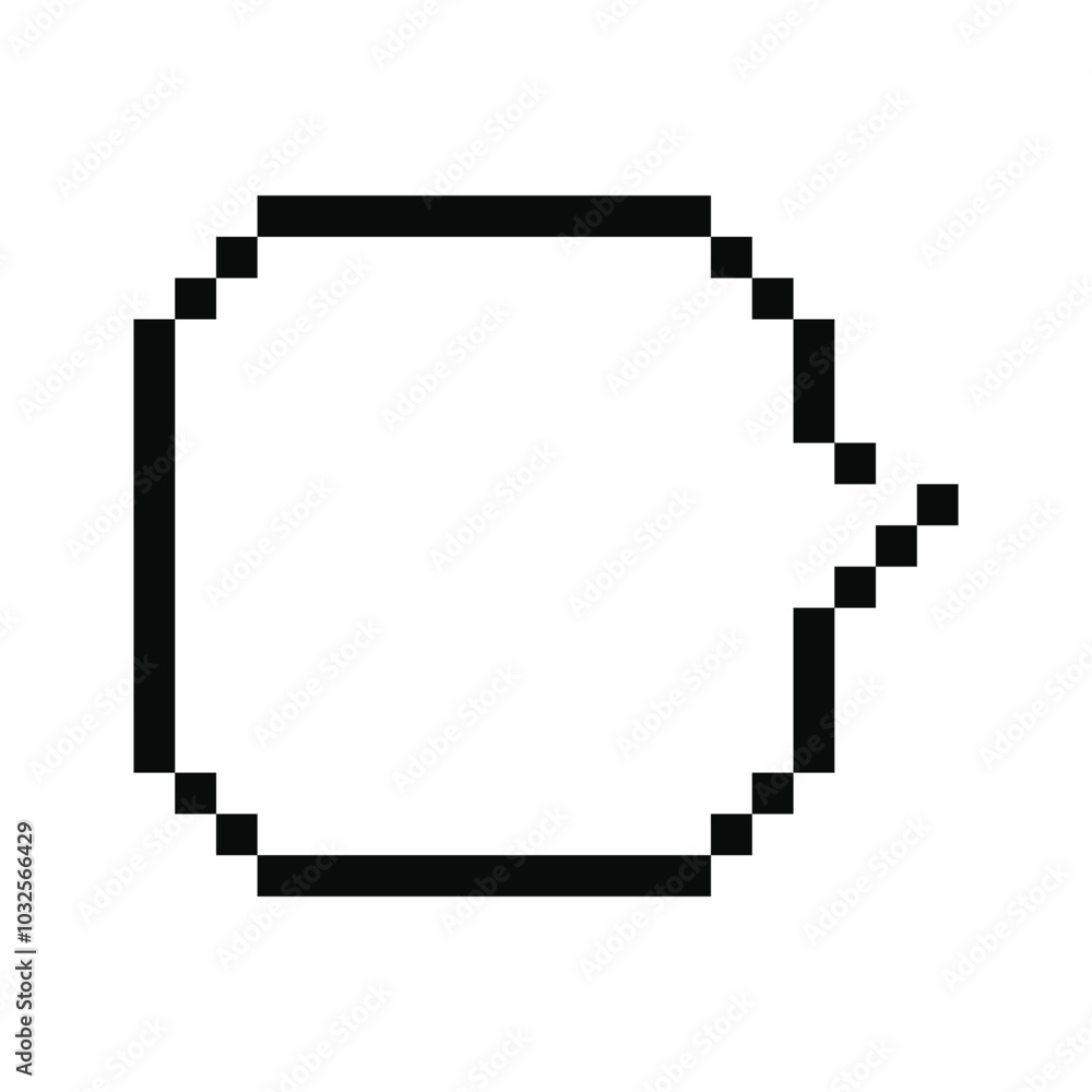 Poster sticker empty round dialogue cloud. blank retro textbox. white pixel speech bubble for game art.