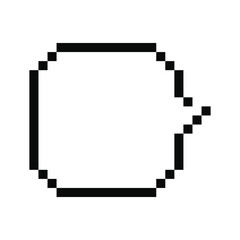 Sticker empty round dialogue cloud. Blank retro textbox. White pixel speech Bubble for game art.