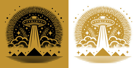 glowing ufo in the clouds