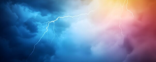 Majestic Lightning Strikes Under Dark Clouds - A Stunning Rainbow Emerges with Sunbeams Amidst a Shifting Stormy Sky