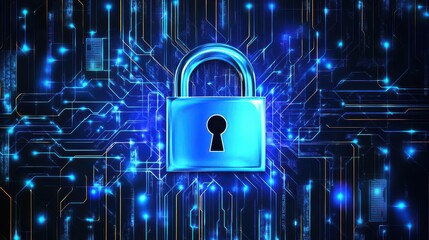 Digital Lock on Circuit Board Background