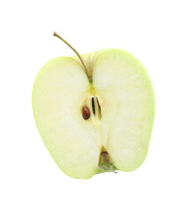Half of green apple isolated on white, top view