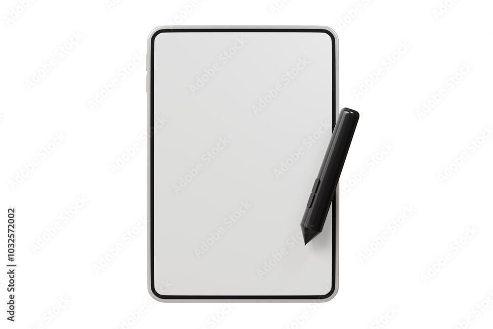 Poster 3d digital graphics drawing tablet monitor pen with tablet icon. minimal tablet computer with pen. a