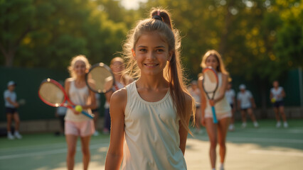 A Dedicated Team of Girls Playing Tennis Together, Representing True Spirit of Teamwork and Athletic Skill