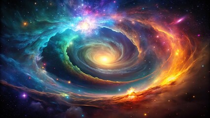 Abstract Cosmic Nebula Vortex - Glowing Lights in Space