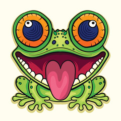 Funny kids frog big eyes and open mouth vector illustration