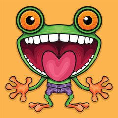 Funny kids frog Character illustration design
