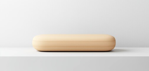 Isolated minimalist wooden podium with smooth edges on a white background, emphasizing simplicity and natural design for clean product presentation