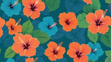 Tropical flowers pattern featuring vibrant colors and diverse floral designs, ideal for textiles and wallpapers.