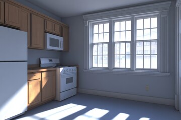 kitchen with build in microwave and cooking stove