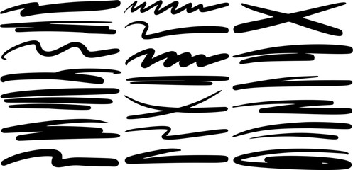 Vector Set of Marker Brush Strokes in Various Styles for Design Elements and Decoration.