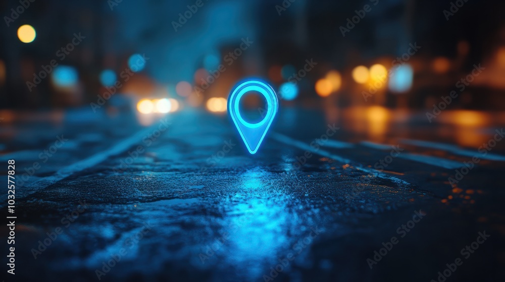Poster blue location symbol pin icon sign or navigation locator map travel gps direction pointer and marker