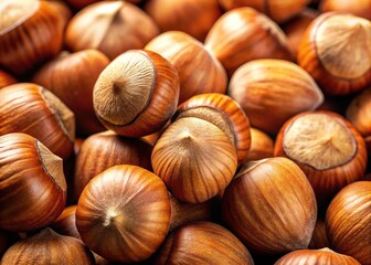Close-Up Hazelnuts on Light Background with Selective Focus