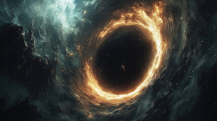 Astronaut Confronts Cosmic Abyss Near Swirling Black Hole
