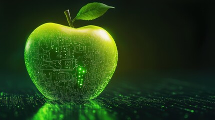 Illuminated apple with circuit board designs