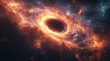 Fototapeta premium Astronaut Confronts Cosmic Abyss Near Swirling Black Hole