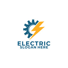 Electric Logo Bolt Energy Company, Gear and Thunder Electric Lightning Bolt Logo