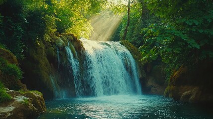Serene Waterfall in Nature