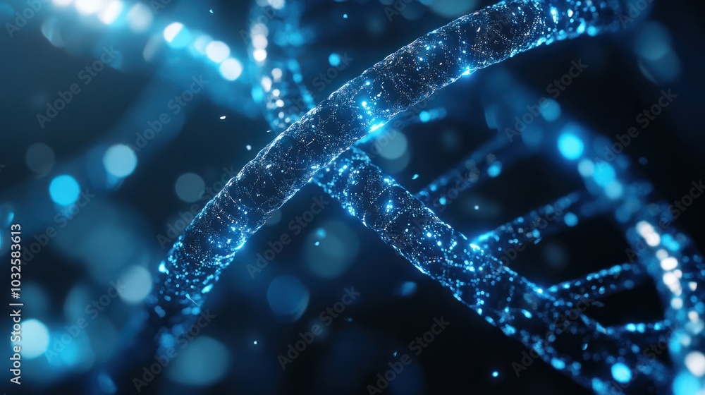 Poster exploring the blueprint of life. dna structure in a digital universe