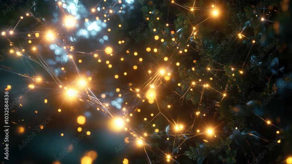 Poster global network of lights. generative ai