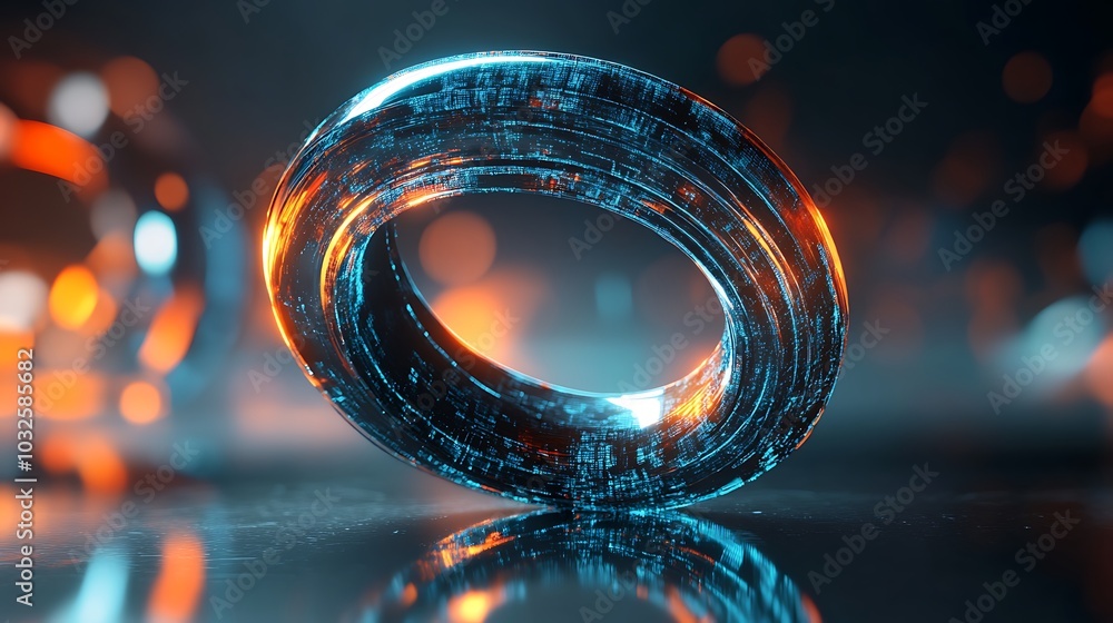 Poster fluid light trails enhance a dynamic logo, creating space for text