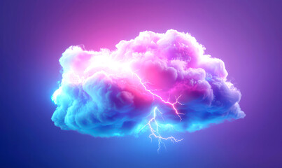 Fototapeta premium Colorful cloud with lightning against a vibrant background.