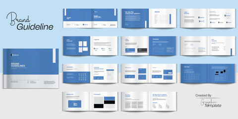 Blue Brand Guideline Template Brand Style Guide Book Brochure Layout Brand Book Landscape Brand Guideline Design