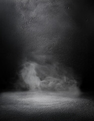 Gray studio background grunge foggy texture with dark edges and light center black and white vertical backdrop  © anandart