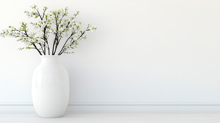 Minimalist White Vase with Blossoms