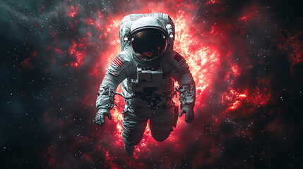Astronaut Confronts Cosmic Abyss Near Swirling Black Hole