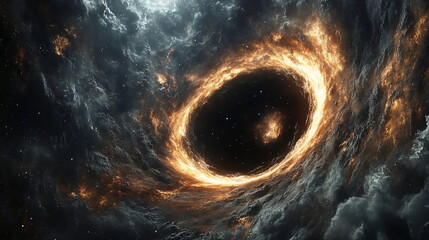 Astronaut Confronts Cosmic Abyss Near Swirling Black Hole
